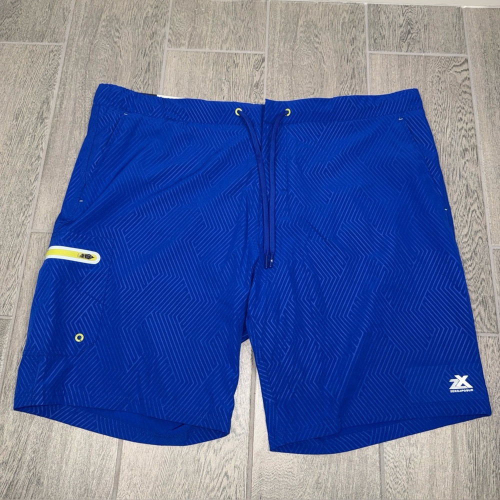 ZeroXposur Surf Otis Swim Trunks XXL Blue Draw String Zip Pocket Board Shorts